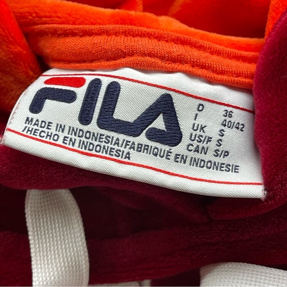 Fila Women's Antonella Crop Velour Hoodie (Tibetan Red/Cherry Tomato, Small) - Picture 8 of 9